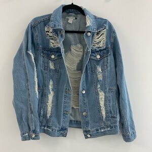 Ripped Jean Denim Jacket - Medium